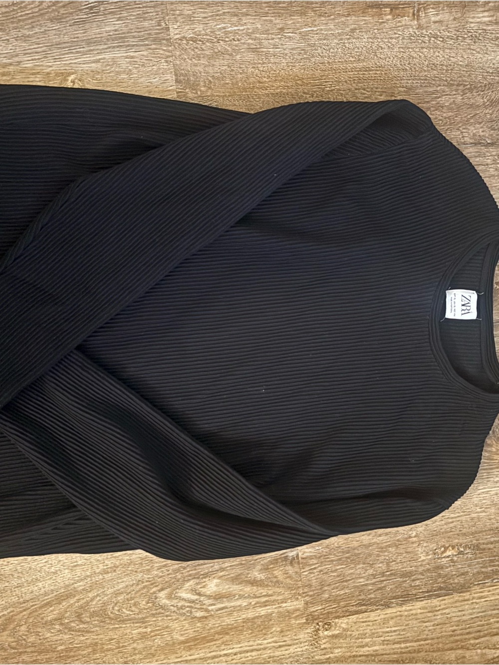 ZARA Ribbed Crewneck Sweater - Black